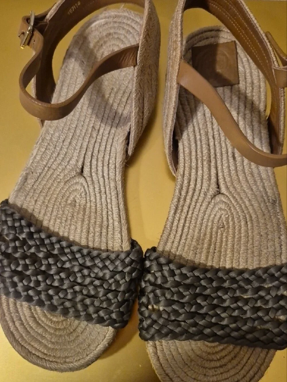 Tory Burch Brown Braided Strap Espadrille Sandals